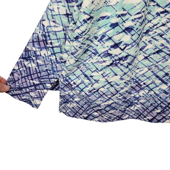 Chicos Easywear Top Women 3(16) Navy Abstract Normcore Athleisure Stretchy Shirt - Picture 6 of 11